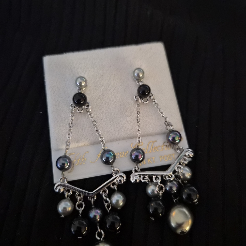 Chic Silver and Black Dangle Earrings